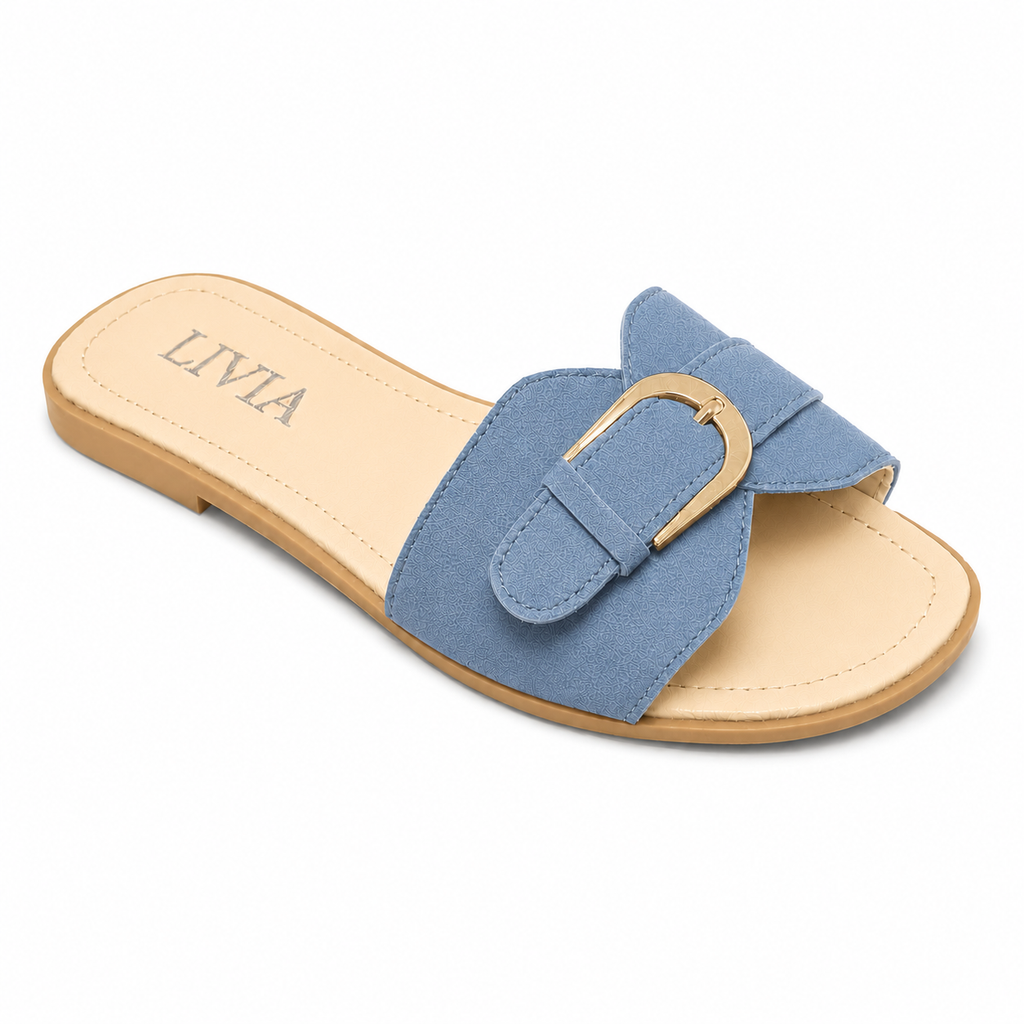LIVIA Onyx Buckle Slide - Sky