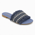LIVIA Fringe Slide – Denim