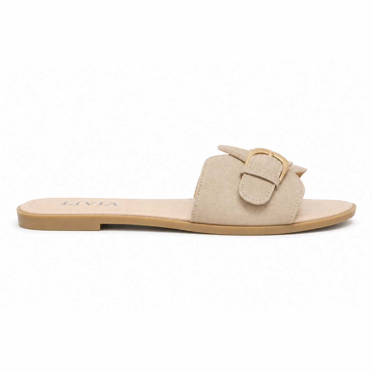 LIVIA Onyx Buckle Slide - Sand