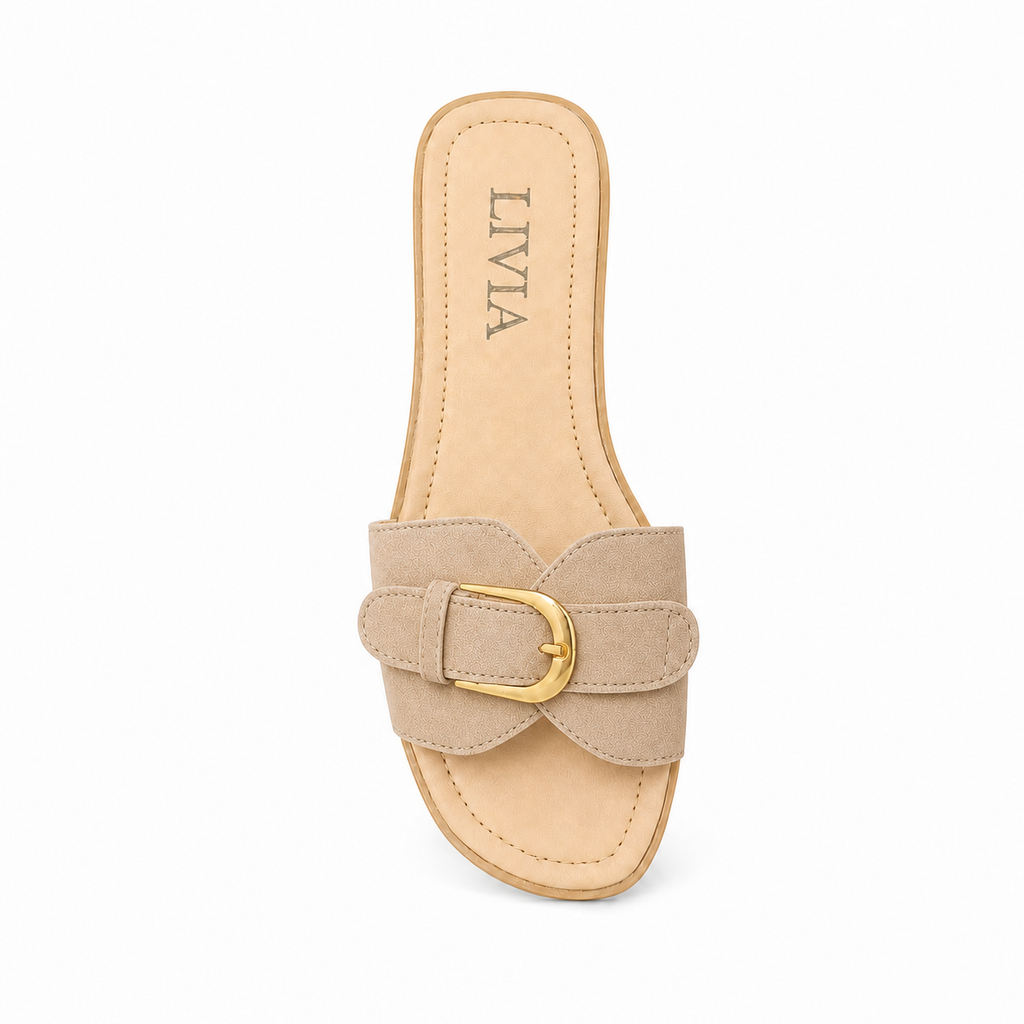 LIVIA Onyx Buckle Slide - Sand