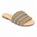 LIVIA Fringe Slide – Beige