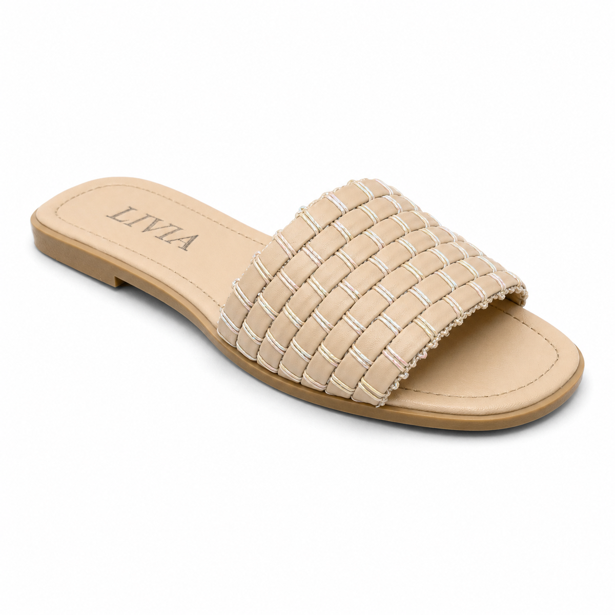 LIVIA Woven Slide – Beige