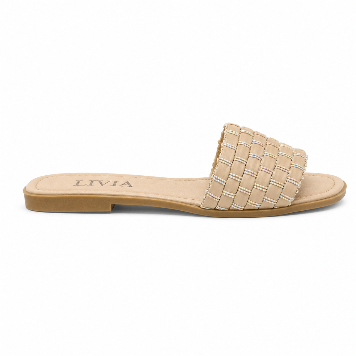 LIVIA Woven Slide – Beige