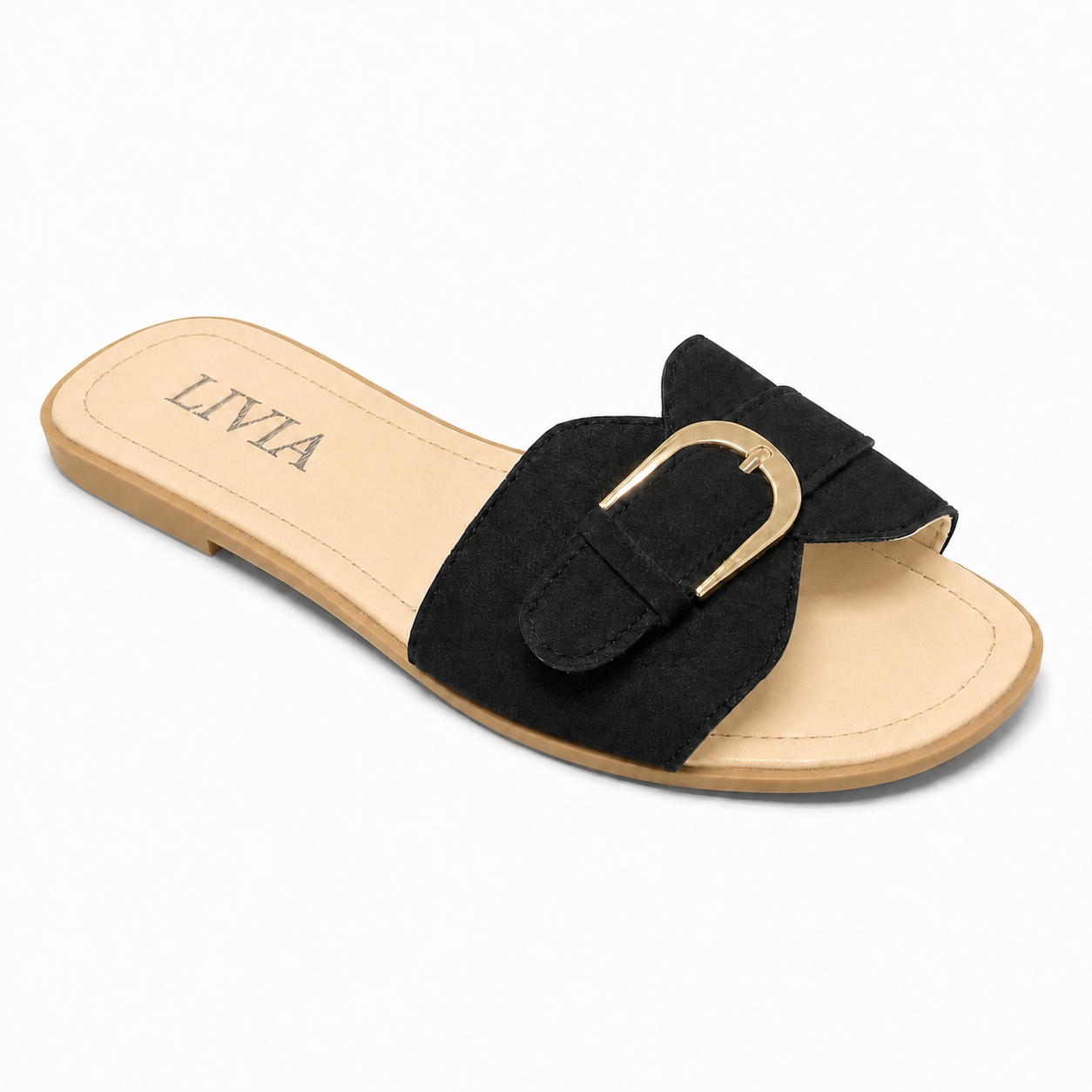 LIVIA Onyx Buckle Slide - Black