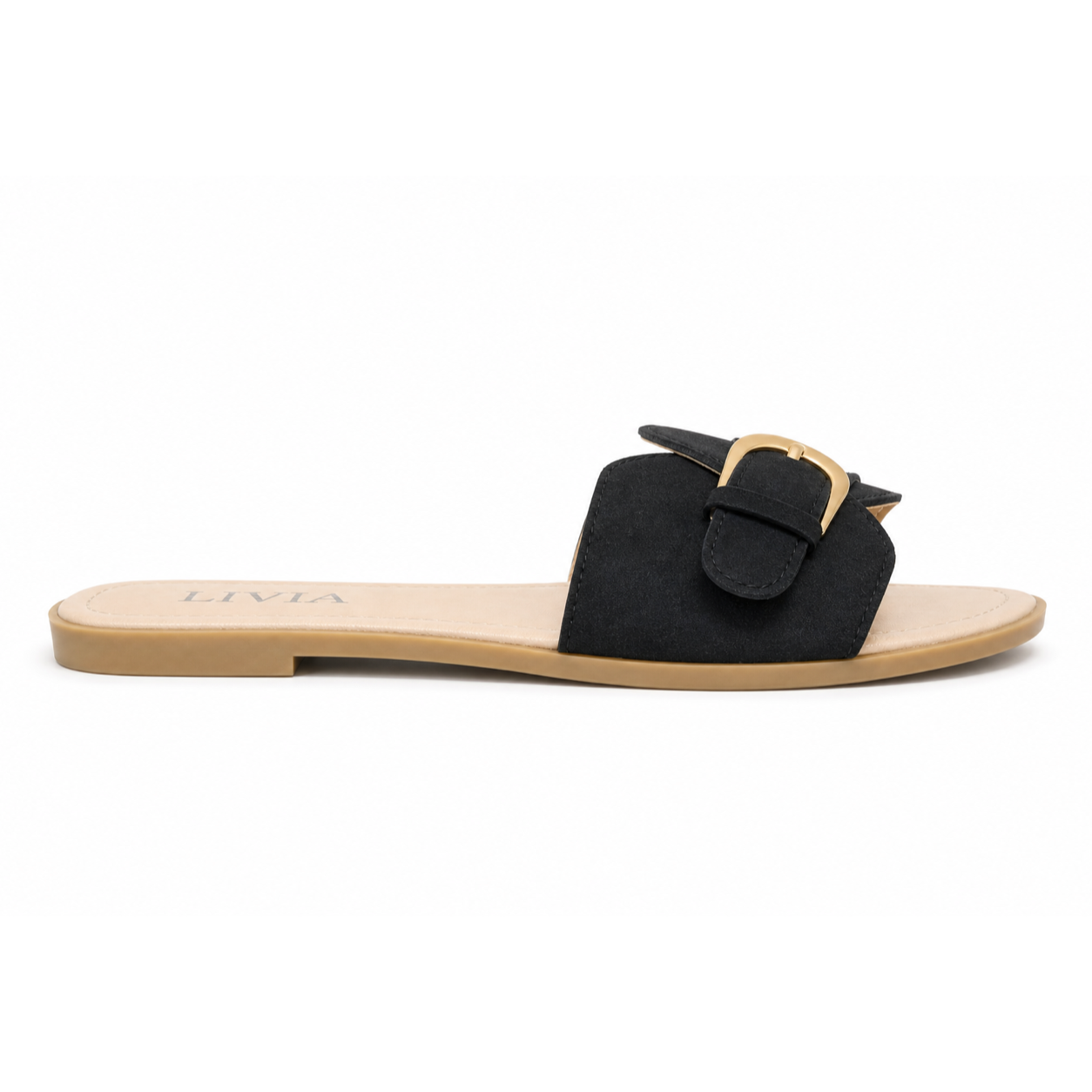LIVIA Onyx Buckle Slide - Black