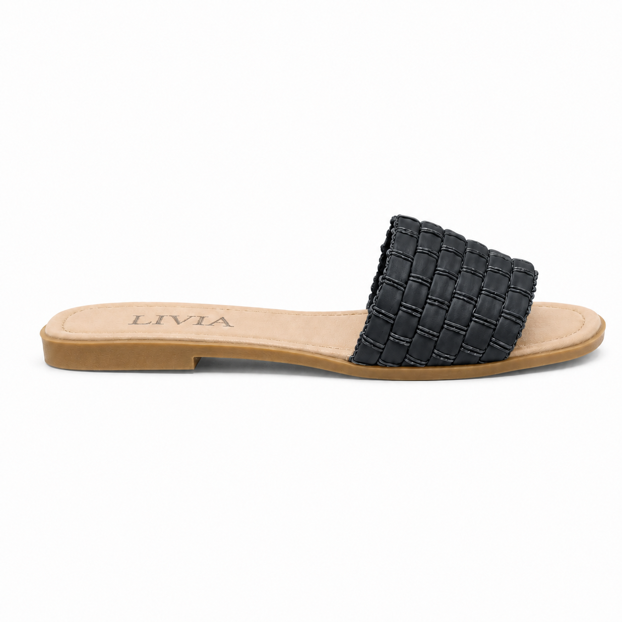 LIVIA Woven Slide – Black