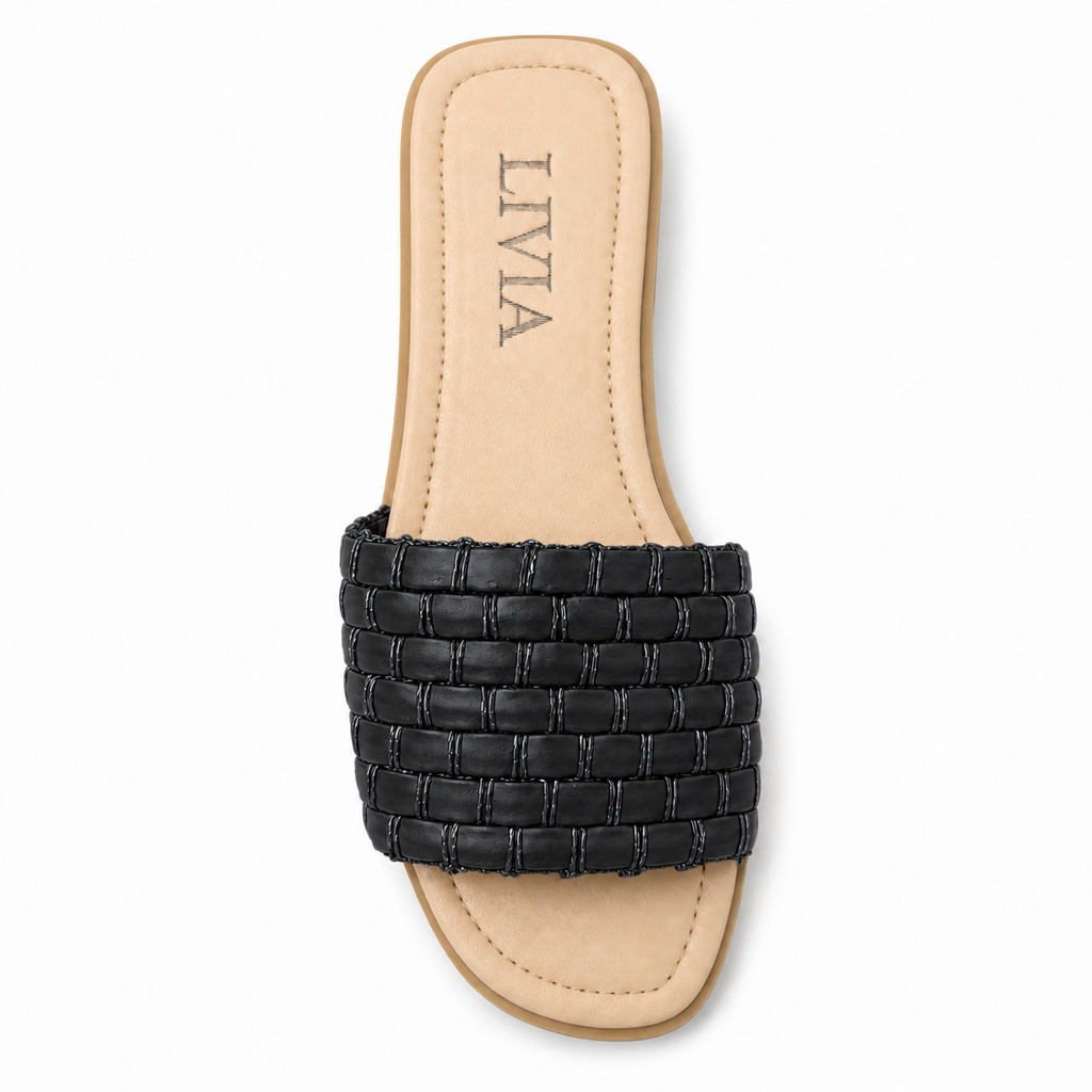 LIVIA Woven Slide – Black