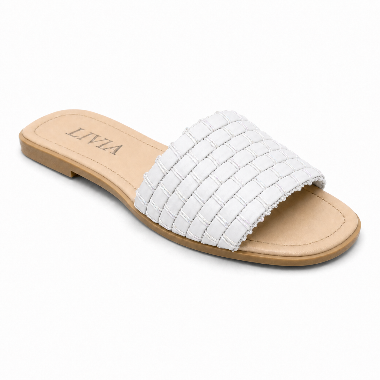 LIVIA Woven Slide – White