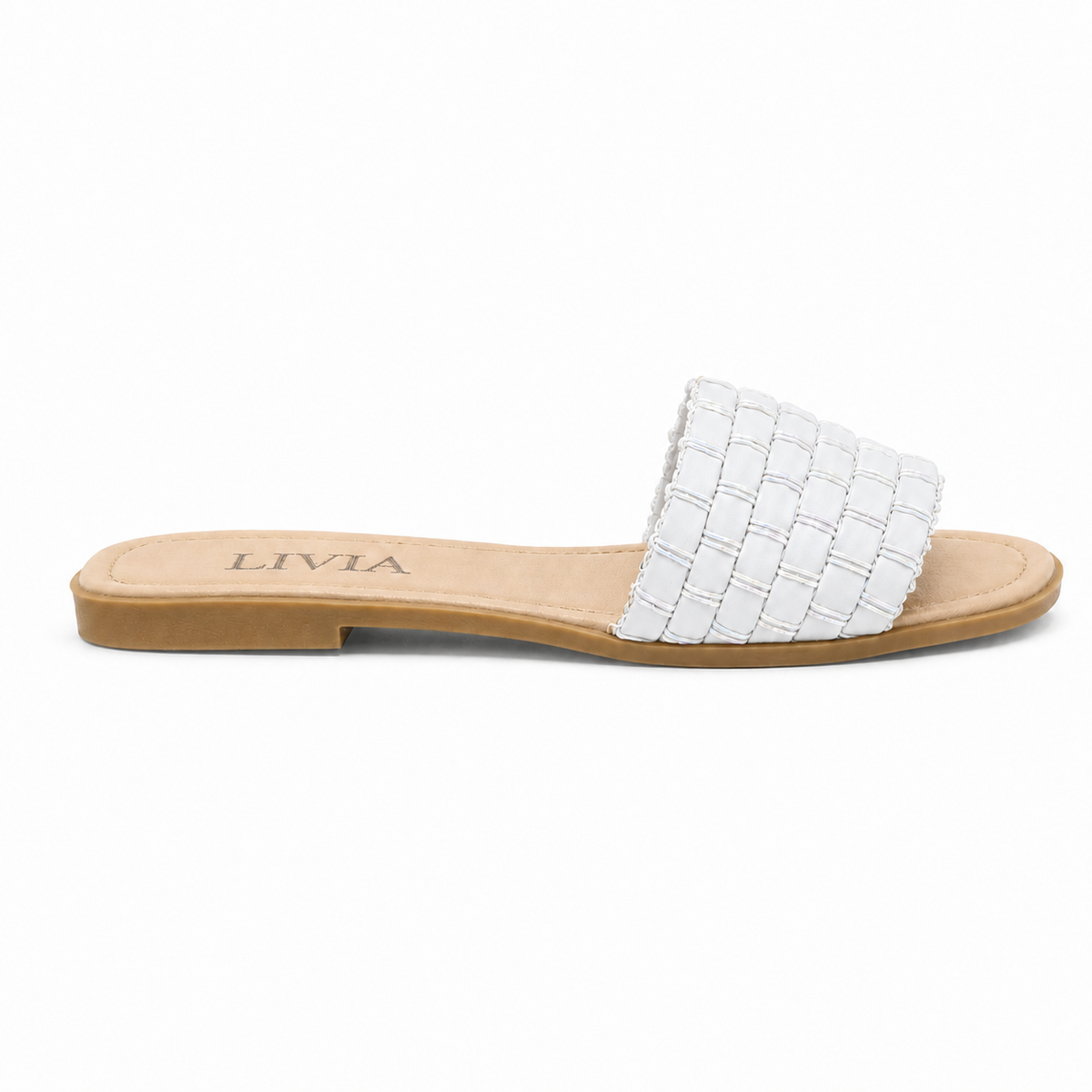 LIVIA Woven Slide – White