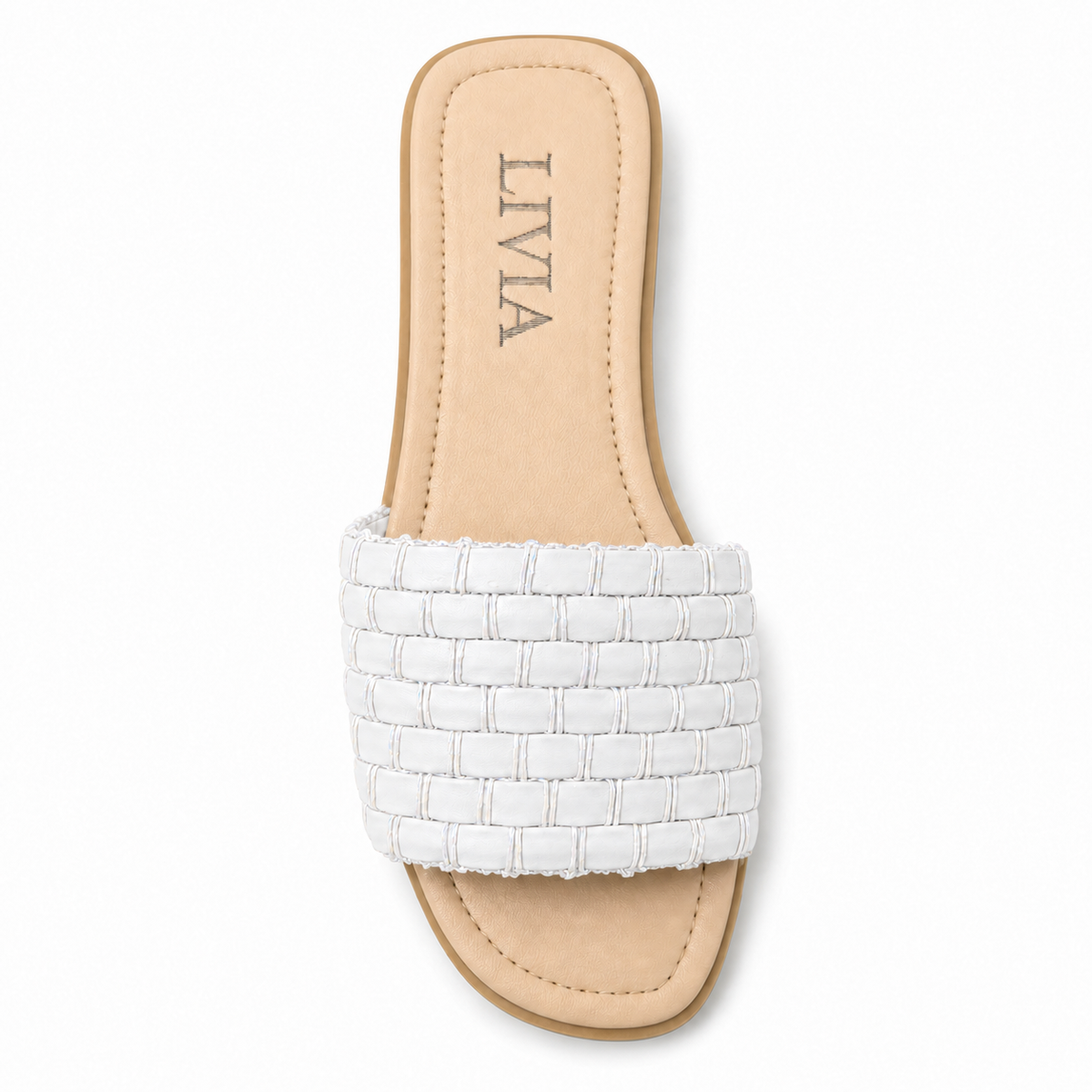 LIVIA Woven Slide – White